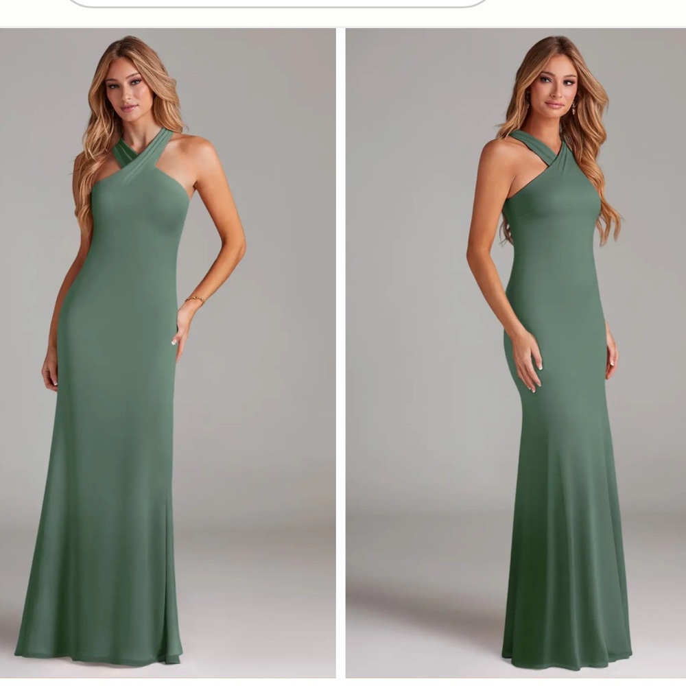 Azazie Elegant One Shoulder Dress in Eucalyptus